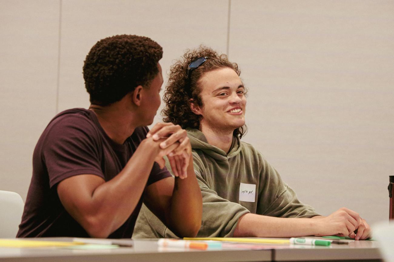 Two artists talking