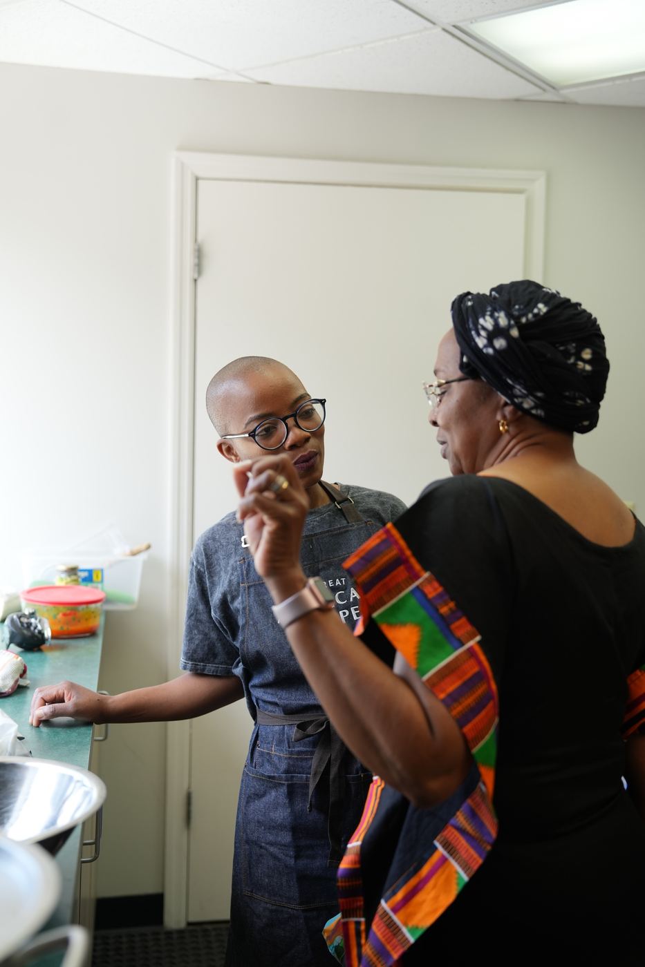 A cooking lesson in a kitchen