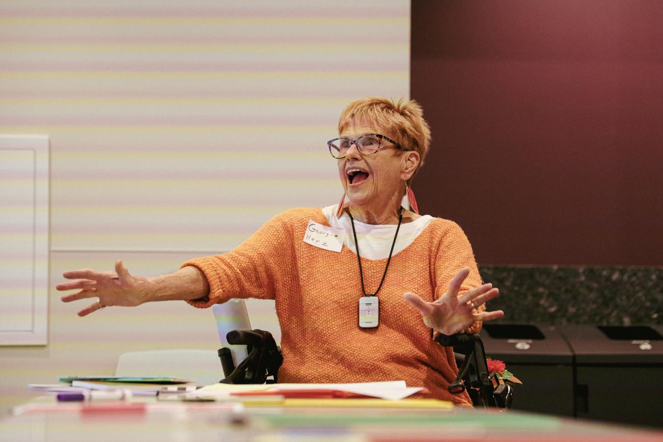 A participant laughing
