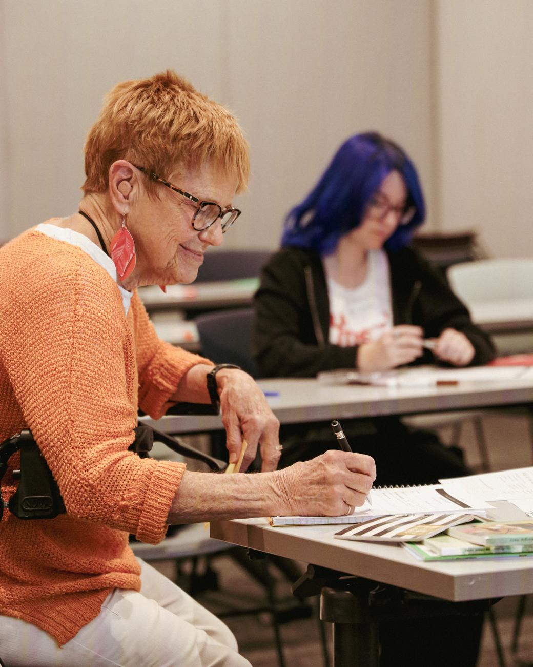 Participants writing